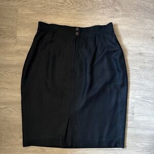 Vintage navy silk pencil skirt